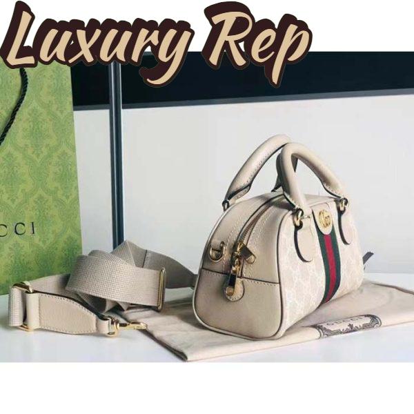 Replica Gucci GG Unisex Ophidia Mini GG Top Handle Bag Beige White Supreme Canvas 5
