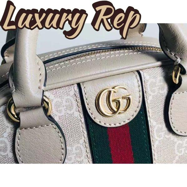 Replica Gucci GG Unisex Ophidia Mini GG Top Handle Bag Beige White Supreme Canvas 7