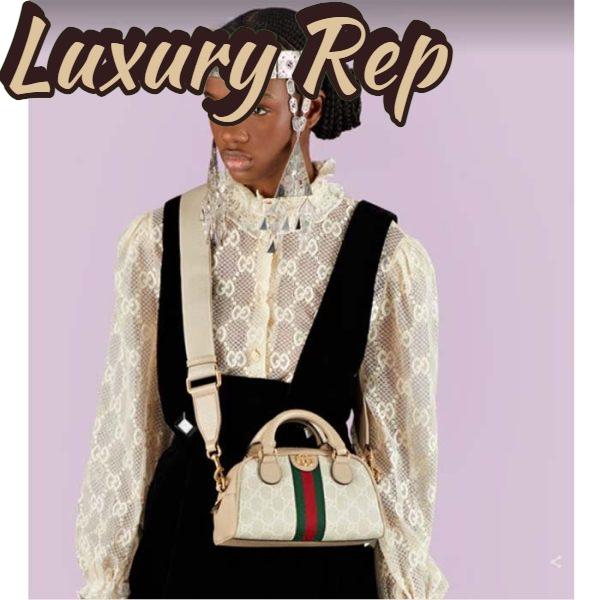 Replica Gucci GG Unisex Ophidia Mini GG Top Handle Bag Beige White Supreme Canvas 12