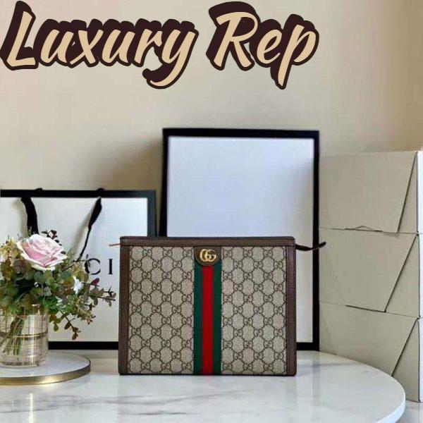 Replica Gucci GG Unisex Ophidia Pouch Beige/Ebony GG Supreme Canvas 8