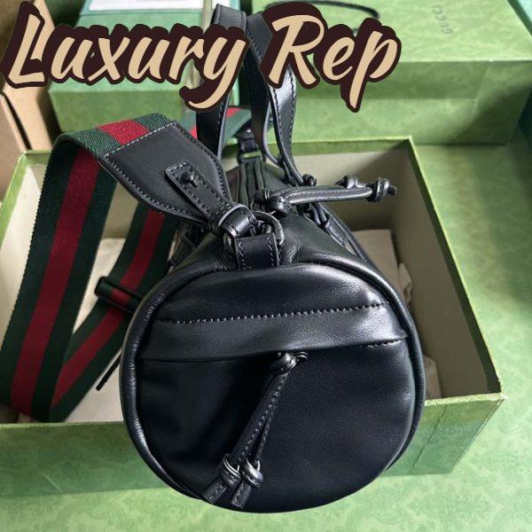 Replica Gucci GG Unisex Small Duffle Bag Tonal Double G Black Leather 5