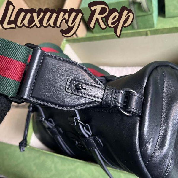 Replica Gucci GG Unisex Small Duffle Bag Tonal Double G Black Leather 8