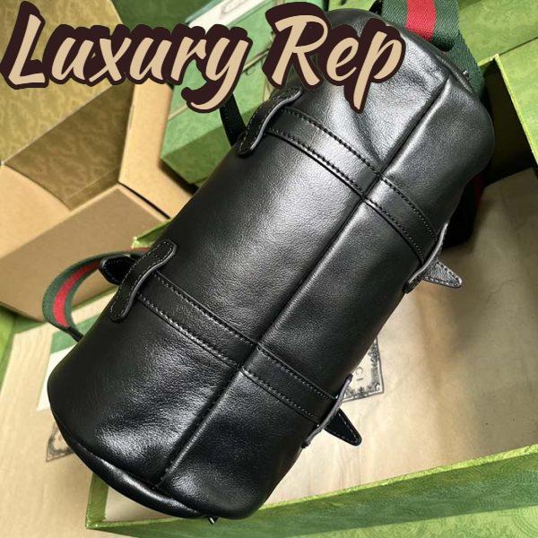 Replica Gucci GG Unisex Small Duffle Bag Tonal Double G Black Leather 10