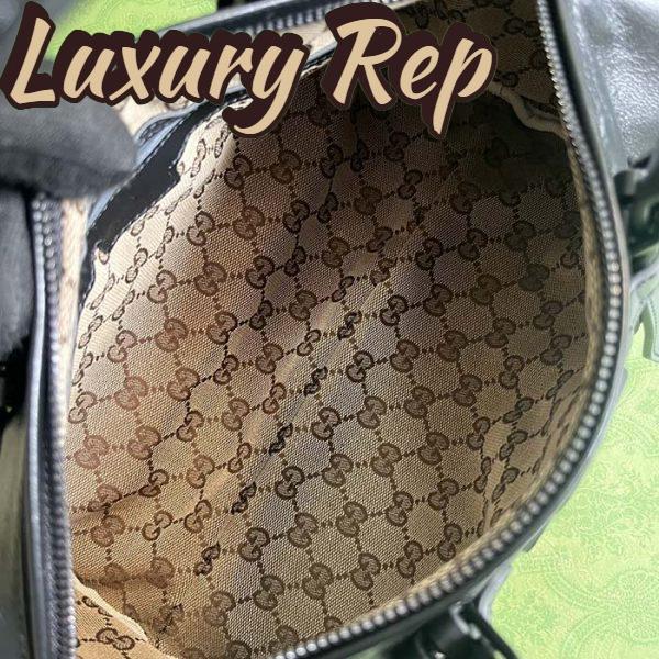 Replica Gucci GG Unisex Small Duffle Bag Tonal Double G Black Leather 11