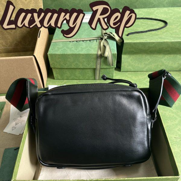 Replica Gucci GG Unisex Shoulder Bag Tonal Double G Black Leather 4