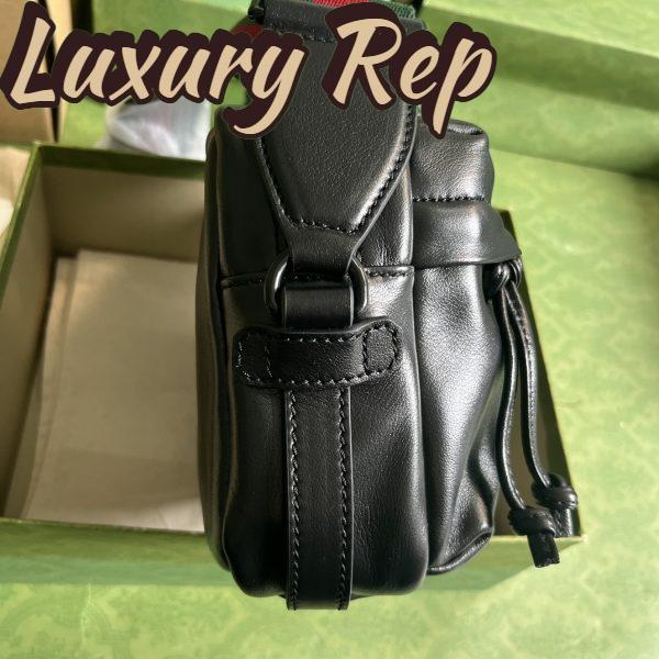 Replica Gucci GG Unisex Shoulder Bag Tonal Double G Black Leather 7