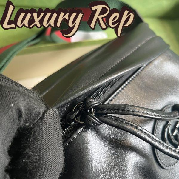 Replica Gucci GG Unisex Shoulder Bag Tonal Double G Black Leather 11