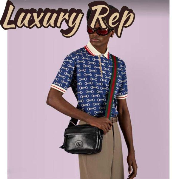 Replica Gucci GG Unisex Shoulder Bag Tonal Double G Black Leather 12