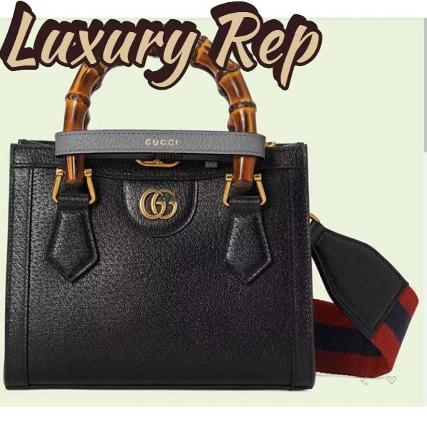 Replica Gucci GG Women Diana Mini Tote Bag Black Leather Double G 2