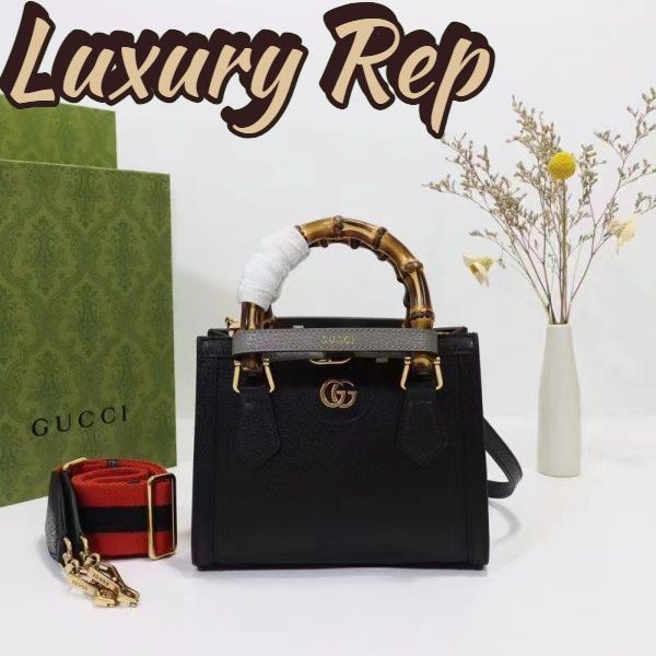 Replica Gucci GG Women Diana Mini Tote Bag Black Leather Double G 3