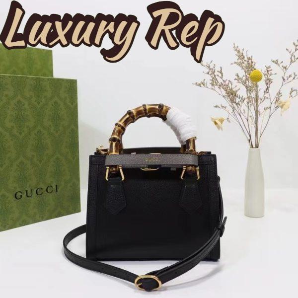 Replica Gucci GG Women Diana Mini Tote Bag Black Leather Double G 4