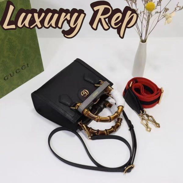 Replica Gucci GG Women Diana Mini Tote Bag Black Leather Double G 6