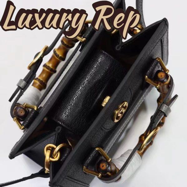Replica Gucci GG Women Diana Mini Tote Bag Black Leather Double G 8