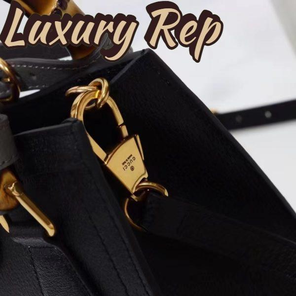 Replica Gucci GG Women Diana Mini Tote Bag Black Leather Double G 11