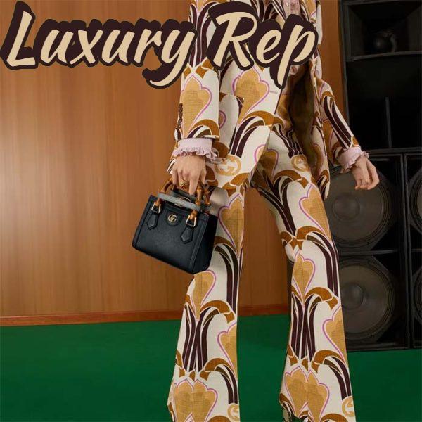 Replica Gucci GG Women Diana Mini Tote Bag Black Leather Double G 12