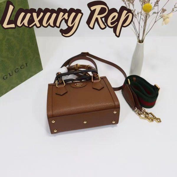 Replica Gucci GG Women Diana Mini Tote Bag Cuir Brown Leather Double G 6