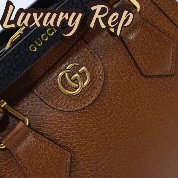 Replica Gucci GG Women Diana Mini Tote Bag Cuir Brown Leather Double G 9
