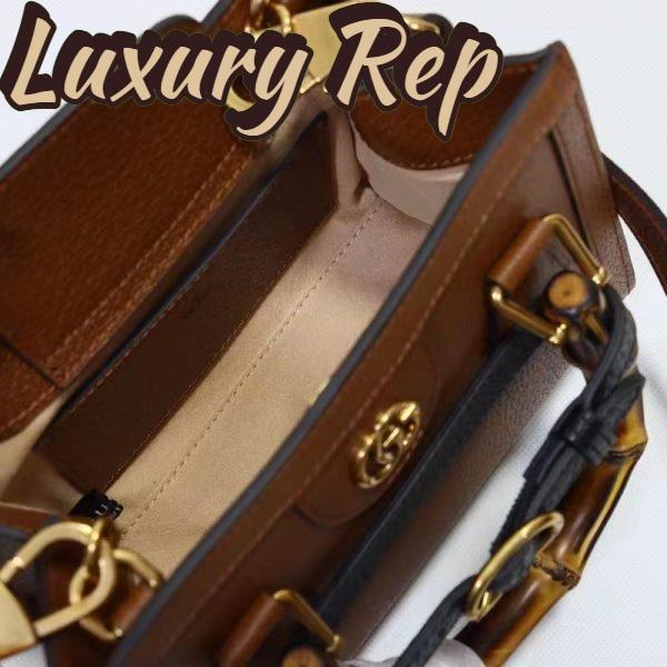 Replica Gucci GG Women Diana Mini Tote Bag Cuir Brown Leather Double G 10