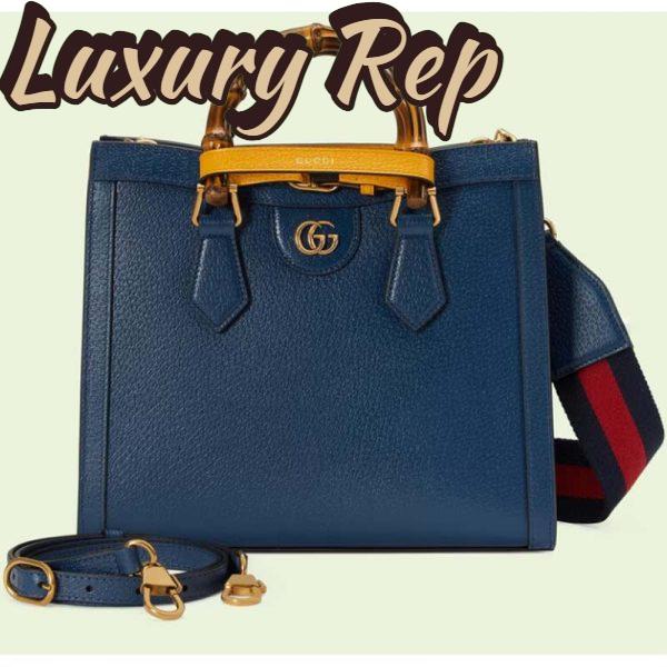 Replica Gucci GG Women Diana Small Tote Bag Double G Royal Blue Leather
