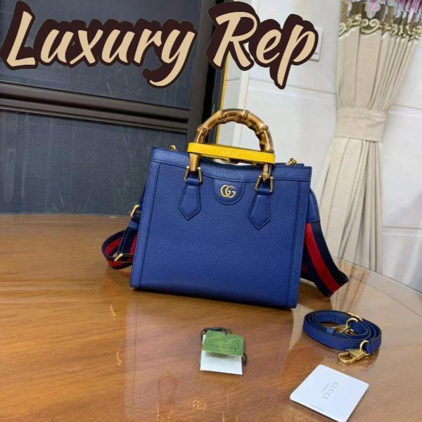 Replica Gucci GG Women Diana Small Tote Bag Double G Royal Blue Leather 3