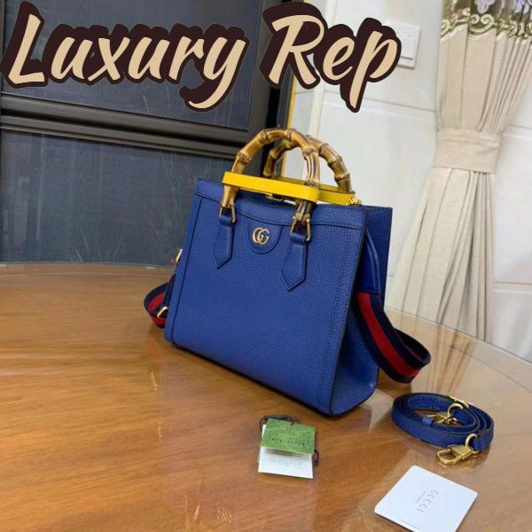 Replica Gucci GG Women Diana Small Tote Bag Double G Royal Blue Leather 5