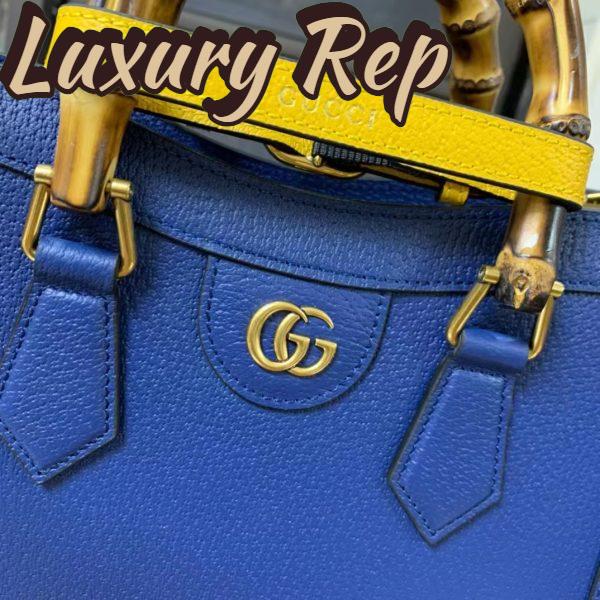 Replica Gucci GG Women Diana Small Tote Bag Double G Royal Blue Leather 9