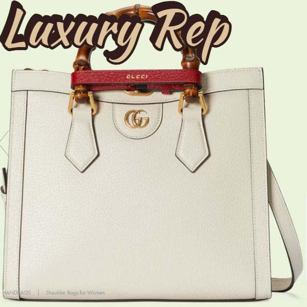 Replica Gucci GG Women Diana Small Tote Bag Double G White Leather