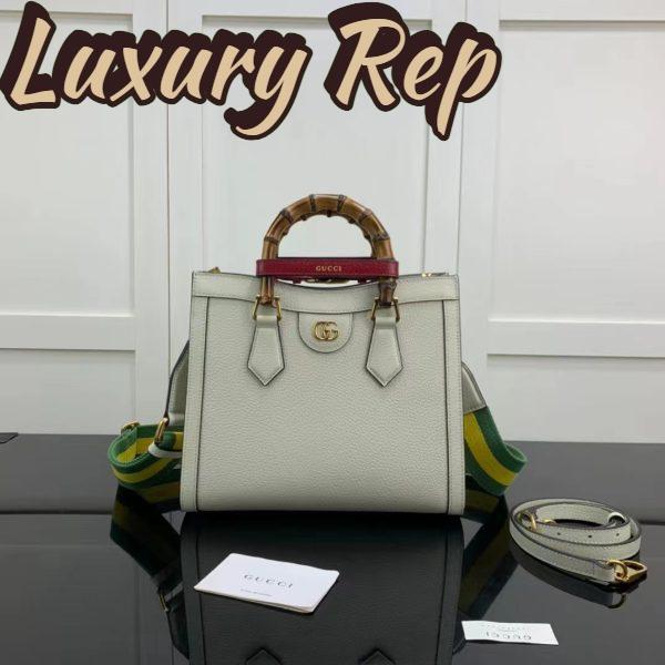 Replica Gucci GG Women Diana Small Tote Bag Double G White Leather 3