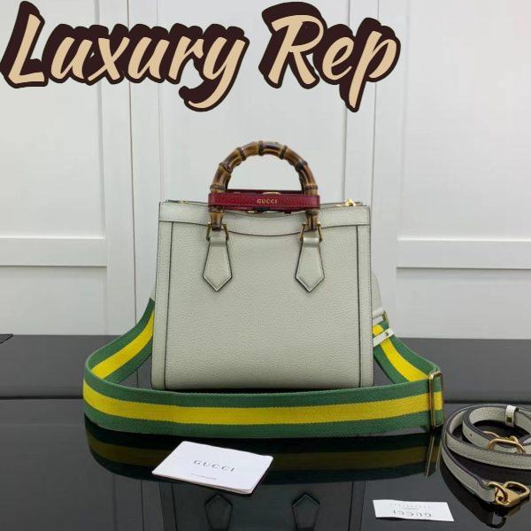 Replica Gucci GG Women Diana Small Tote Bag Double G White Leather 4