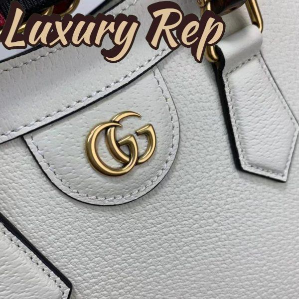Replica Gucci GG Women Diana Small Tote Bag Double G White Leather 8
