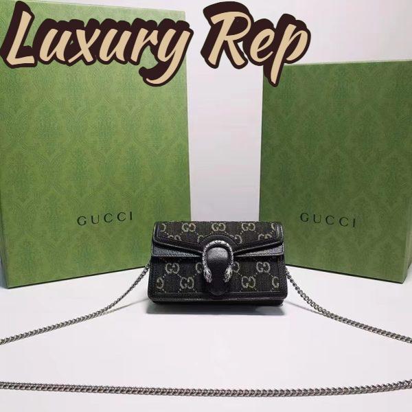 Replica Gucci GG Women Dionysus GG Super Mini Bag Black Ivory GG Denim Jacquard 3