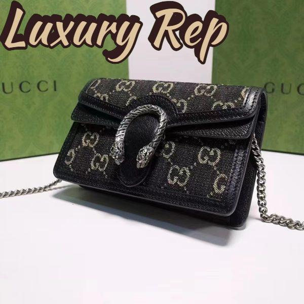 Replica Gucci GG Women Dionysus GG Super Mini Bag Black Ivory GG Denim Jacquard 5