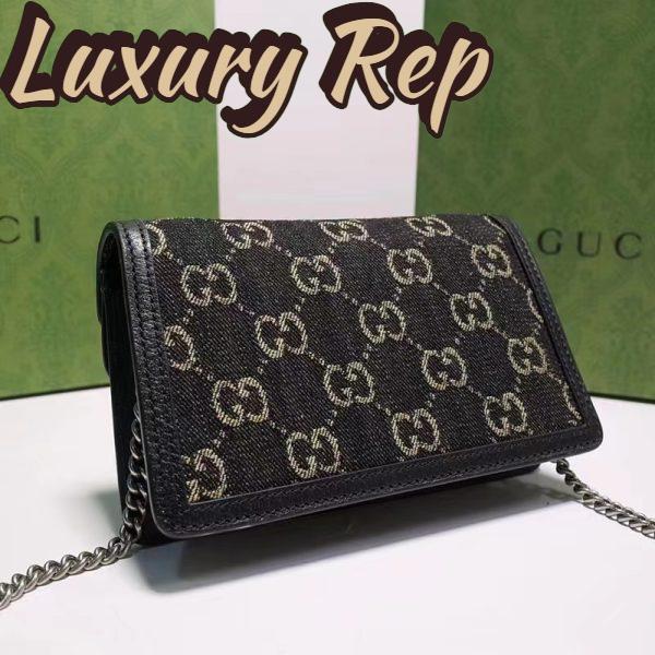 Replica Gucci GG Women Dionysus GG Super Mini Bag Black Ivory GG Denim Jacquard 6