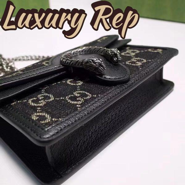 Replica Gucci GG Women Dionysus GG Super Mini Bag Black Ivory GG Denim Jacquard 7