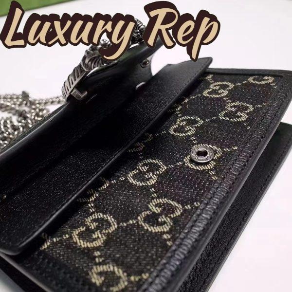 Replica Gucci GG Women Dionysus GG Super Mini Bag Black Ivory GG Denim Jacquard 8
