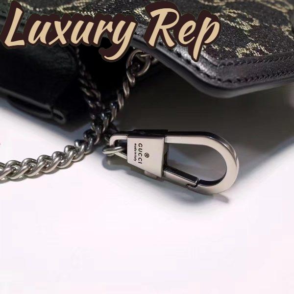 Replica Gucci GG Women Dionysus GG Super Mini Bag Black Ivory GG Denim Jacquard 11