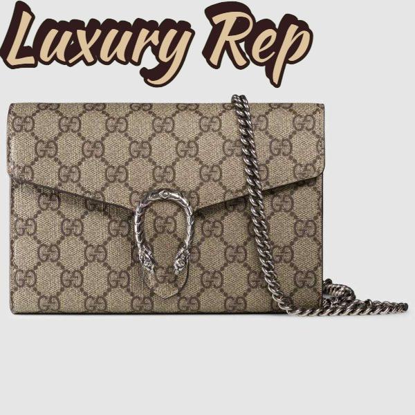 Replica Gucci GG Women Dionysus GG Supreme Chain Wallet-Sandy