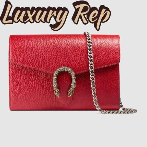 Replica Gucci GG Women Dionysus Leather Mini Chain Bag with Tiger Head Spur