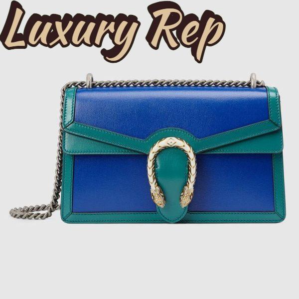 Replica Gucci GG Women Dionysus Small Shoulder Bag Blue Leather with Turquoise Leather