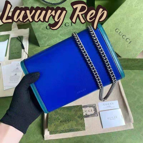 Replica Gucci GG Women Dionysus Small Shoulder Bag Blue Leather with Turquoise Leather 3