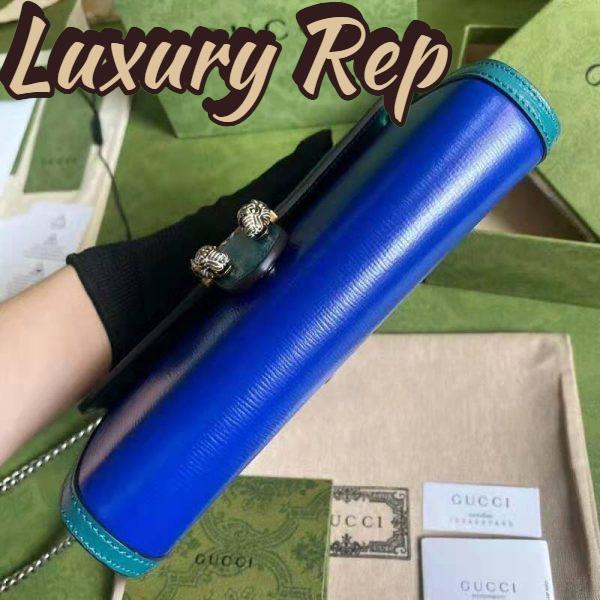Replica Gucci GG Women Dionysus Small Shoulder Bag Blue Leather with Turquoise Leather 4