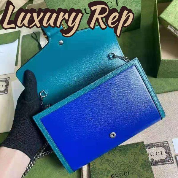 Replica Gucci GG Women Dionysus Small Shoulder Bag Blue Leather with Turquoise Leather 6