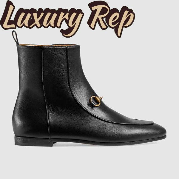 Replica Gucci Women Gucci Jordaan Leather Ankle Boot in Black Leather 1.3 cm Heel 2
