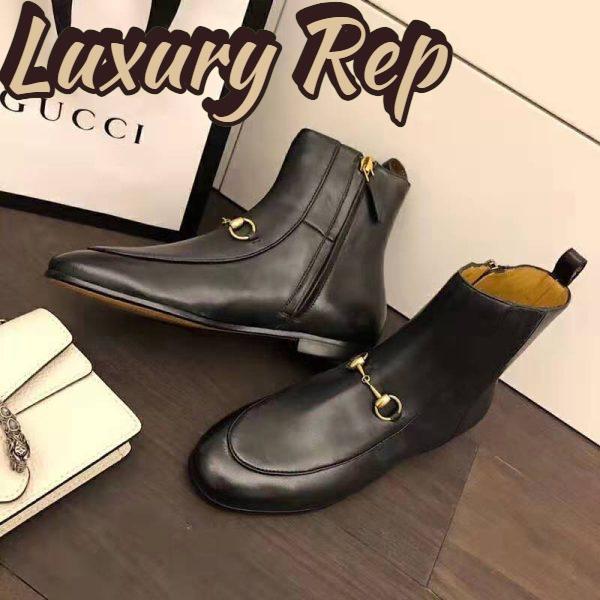 Replica Gucci Women Gucci Jordaan Leather Ankle Boot in Black Leather 1.3 cm Heel 4