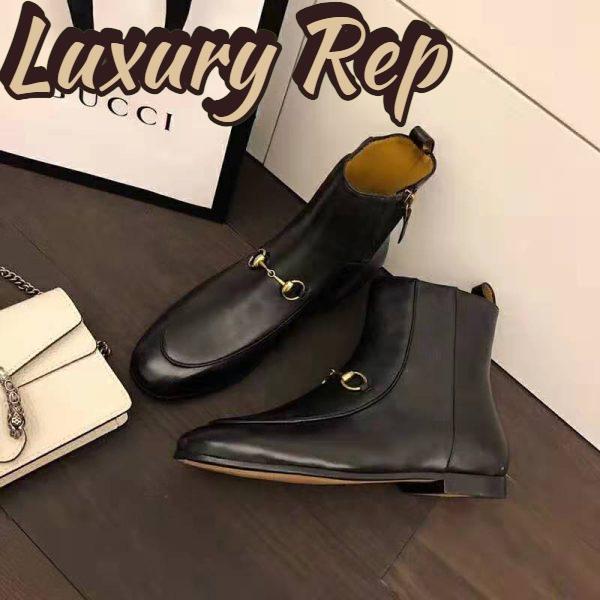 Replica Gucci Women Gucci Jordaan Leather Ankle Boot in Black Leather 1.3 cm Heel 5