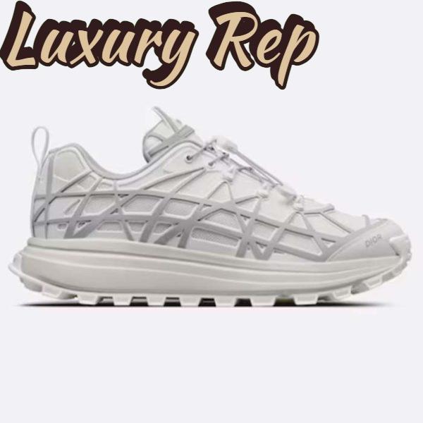 Replica Dior Unisex Shoes CD B31 Runner Sneaker White Technical Mesh Gray Rubber Warped Cannage
