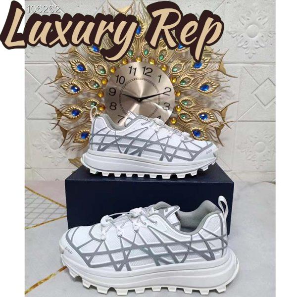 Replica Dior Unisex Shoes CD B31 Runner Sneaker White Technical Mesh Gray Rubber Warped Cannage 3