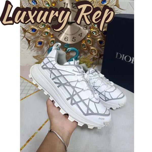 Replica Dior Unisex Shoes CD B31 Runner Sneaker White Technical Mesh Gray Rubber Warped Cannage 8
