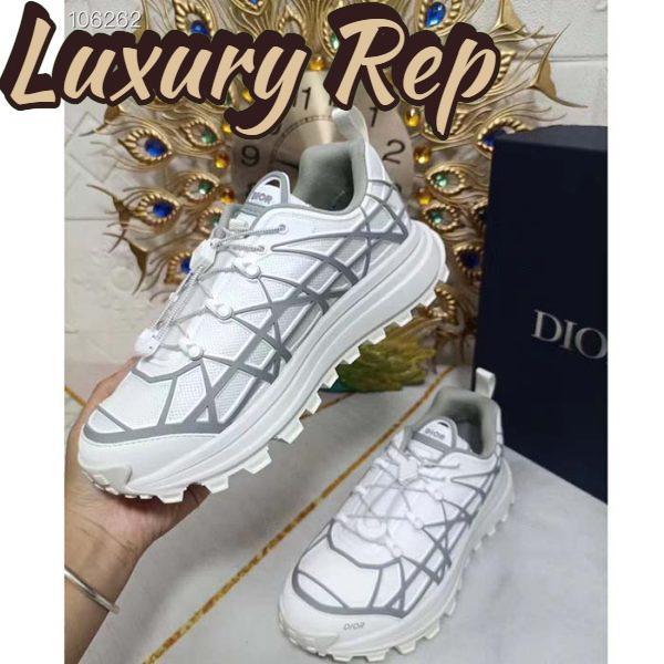 Replica Dior Unisex Shoes CD B31 Runner Sneaker White Technical Mesh Gray Rubber Warped Cannage 9