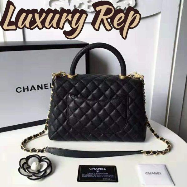 Replica Chanel Women Flap Bag with Top Handle in Grained Calfskin Leather-Black 5